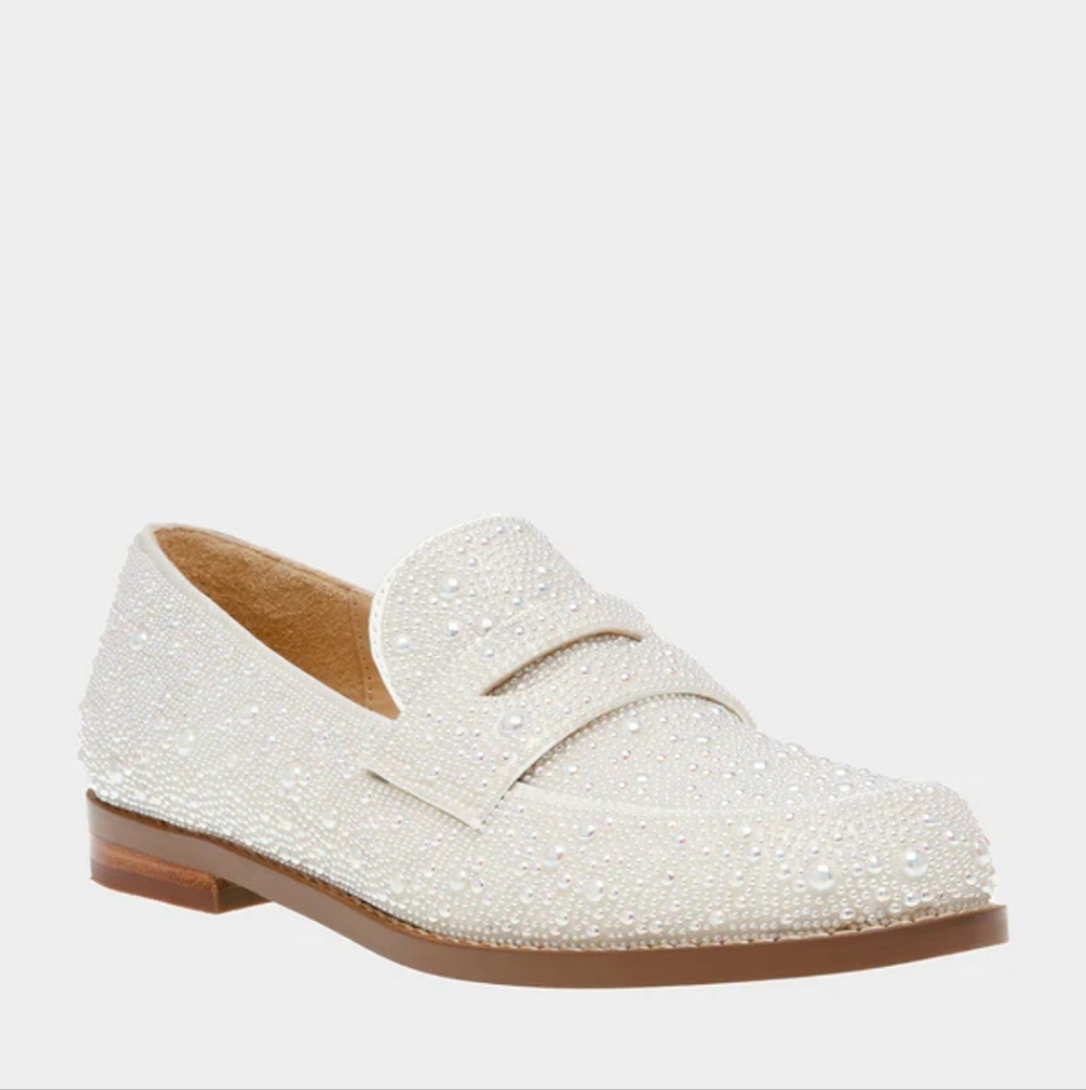 Blue by Betsey Johnson Aron Pearl Embellished Penny Loafers Sz 9.5 NIB